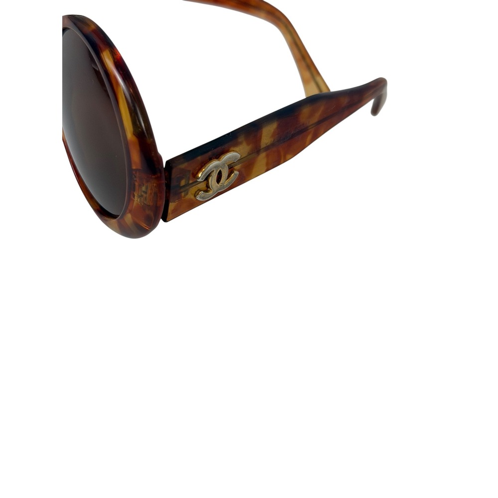 Chanel Vintage Oversized Round Tortoise Shell Sunglasses CC Logo 0014 10 Italy - Picture 5 of 8